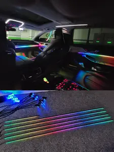 Neon-LED-Autoinnenraum Ambiente-Fußstreifen-Licht-Kit Zubehör  Hintergrundbeleuchtung Fernbedienungs-App Musiksteuerung Auto RGB  Dekorative Lampen