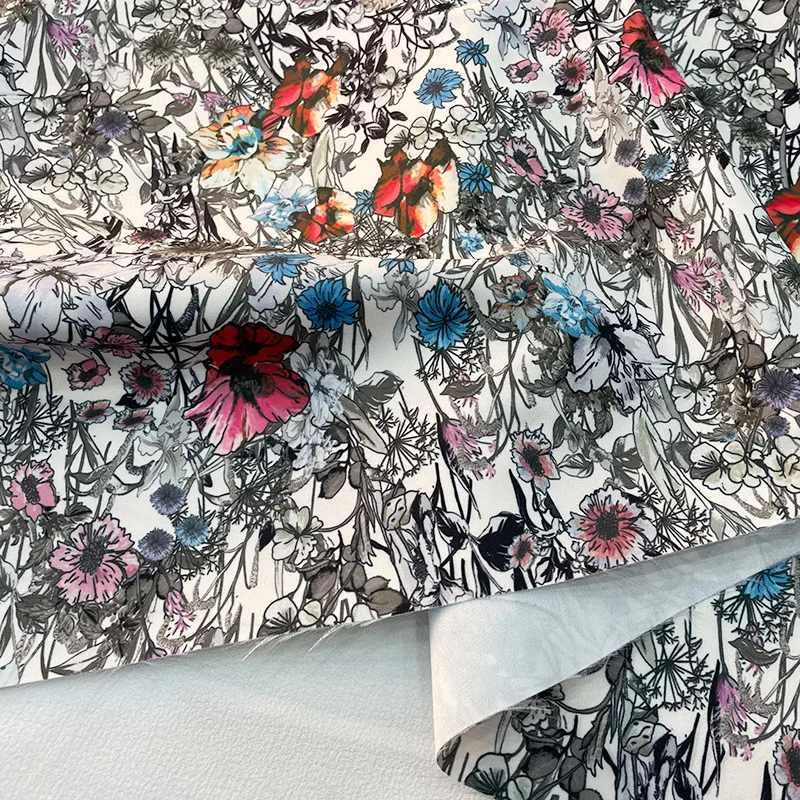 

Атласная плотная ткань с принтом из полиэстера для платья, роскошный фирменный материал для стежков, Двусторонняя одежда двора