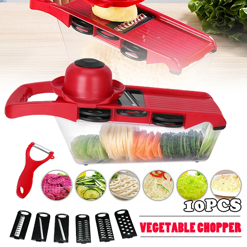 

10 In 1 Multifunctional Vegetable Slicer Grater Cutter Veg Peeler Potato Onion Carrot Chopper Kitchen Accessories