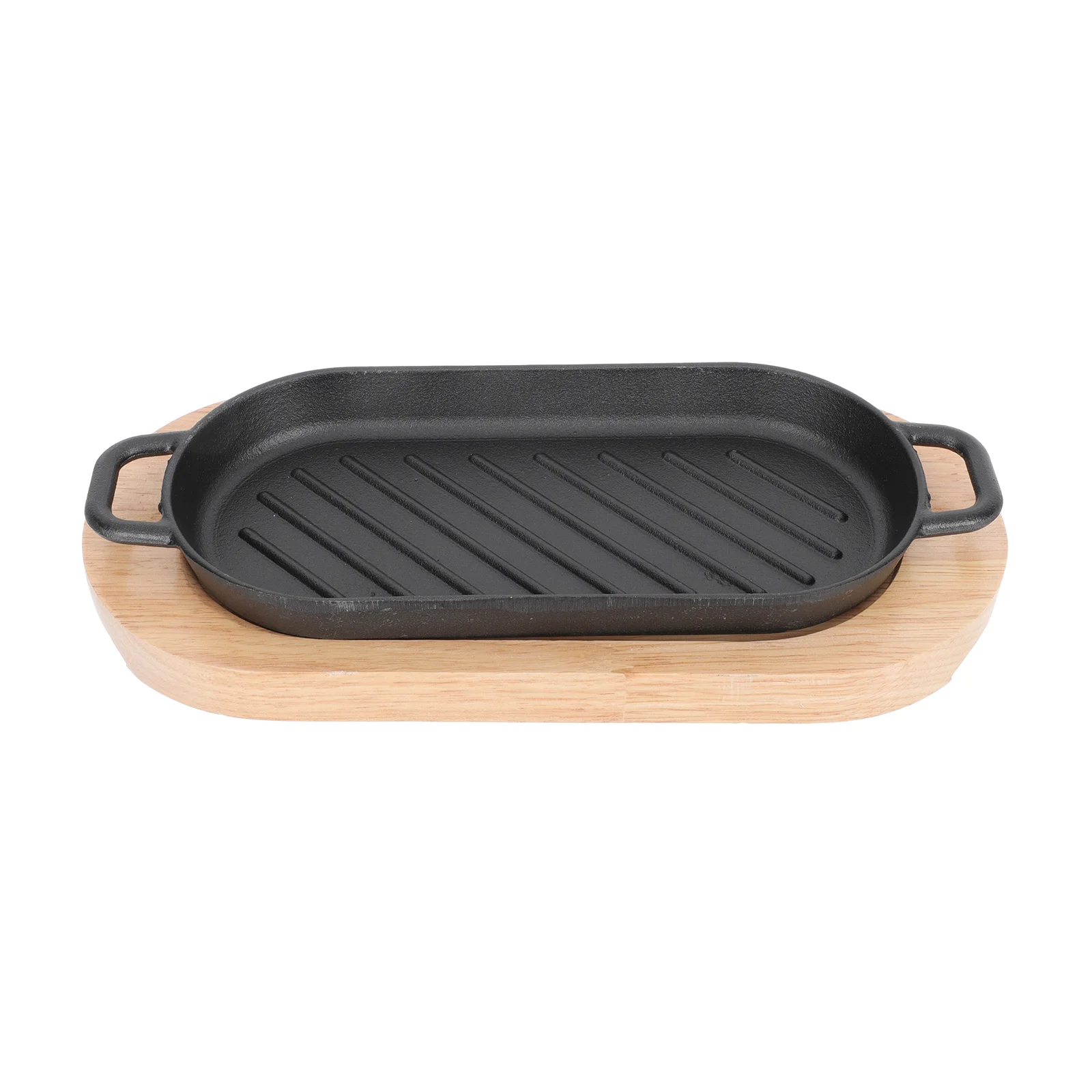 

Steak Plate Portable Gas Griddle Non-Stick Grill Teppanyaki Bakeware Fry Wood Dish