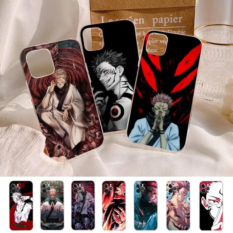

Jujutsu Kaisen Ryomen Sukuna Phone Case For iPhone 14 13 12 11 Pro Max XS X XR SE 2020 6 7 8 Plus Mini Transparent Shell