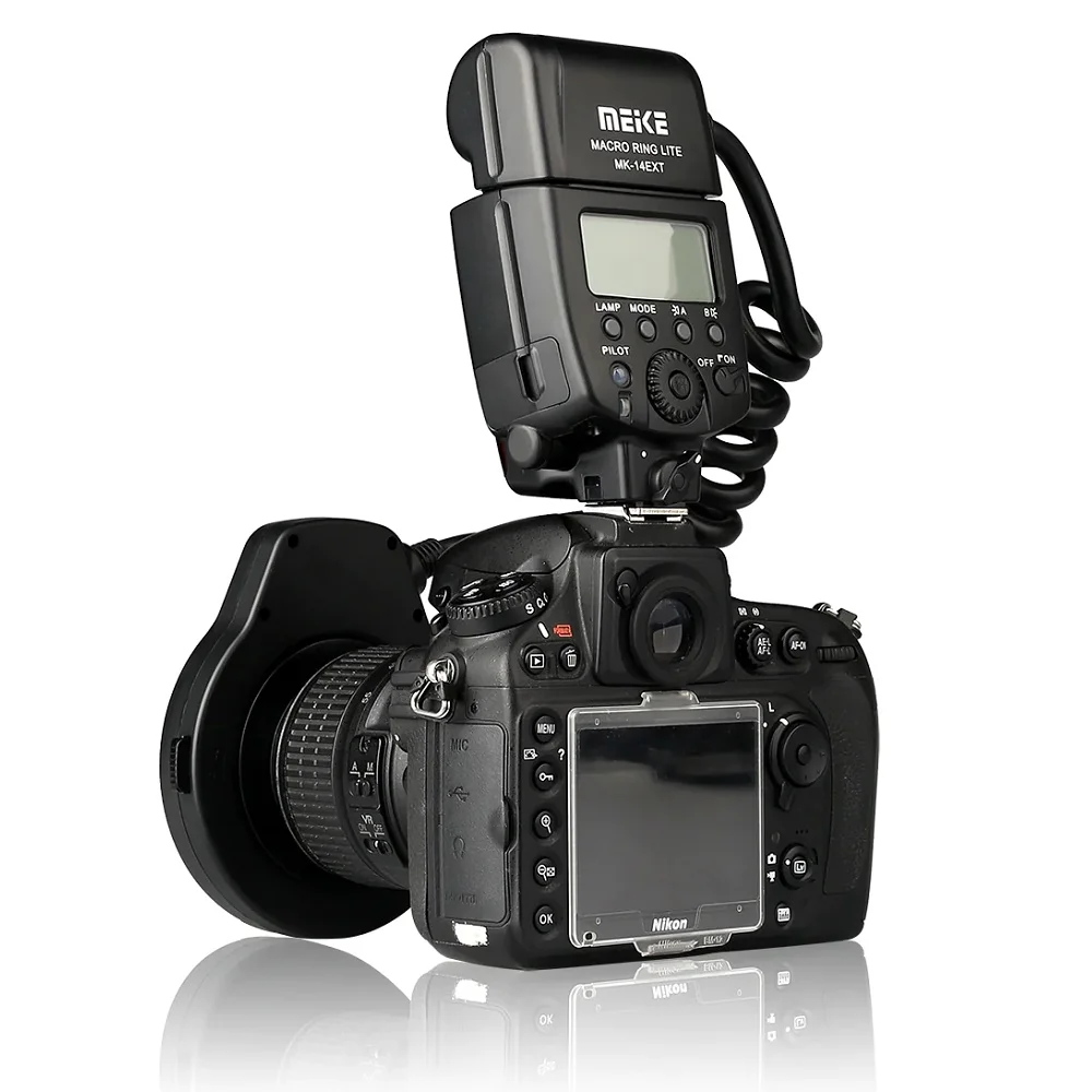 Фото Кольцевая вспышка Meike MK-14EXTN i-TTL со светодиодной подсветкой AF для Nikon D7100 D7000 D850 D800 D600 D5000 D5100 D3200 D3100 D70 №3