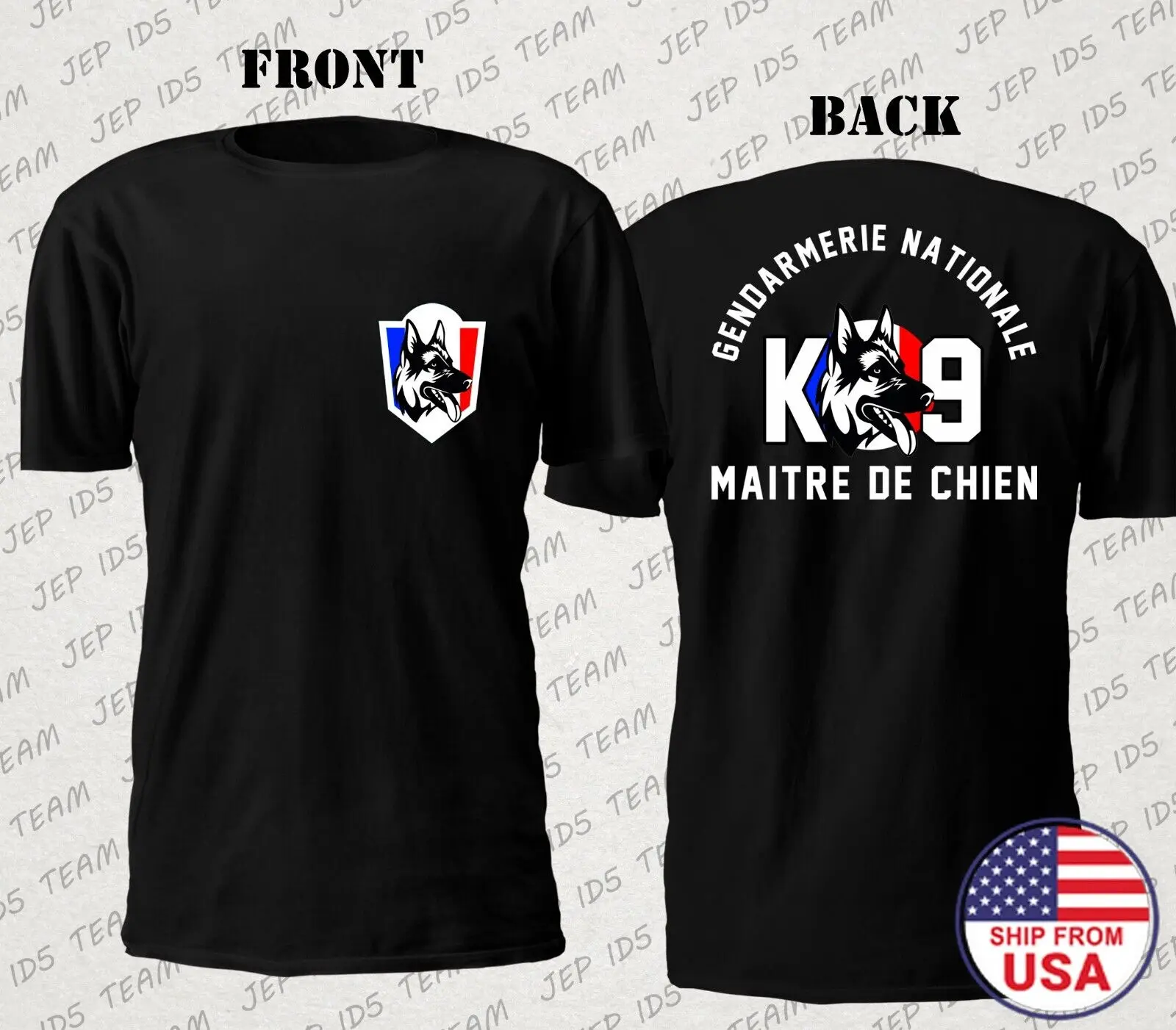 France Gendarmerie Maitre Chien K9 Dog Мужская футболка с коротким рукавом Повседневная рубашка