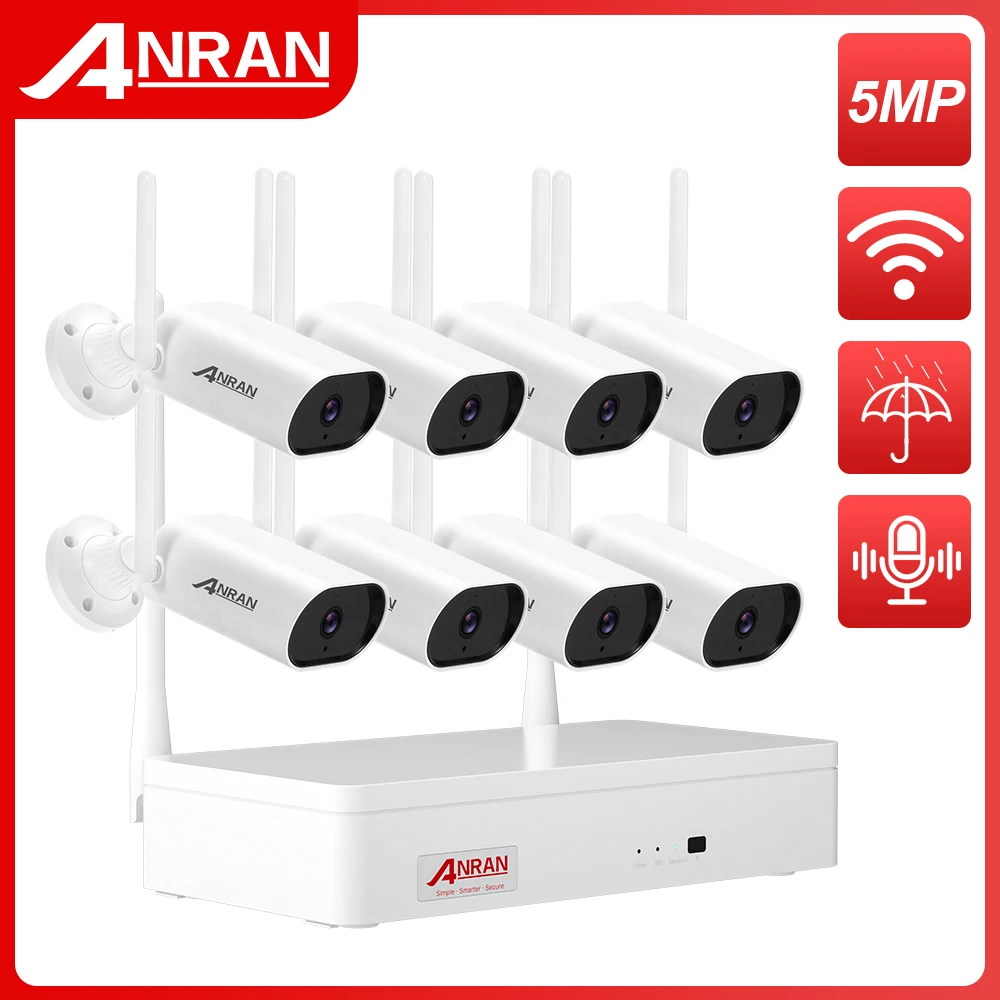ANRAN 5MP NVR комплект беспроводная видеокамера система наружная аудио запись Wifi IP