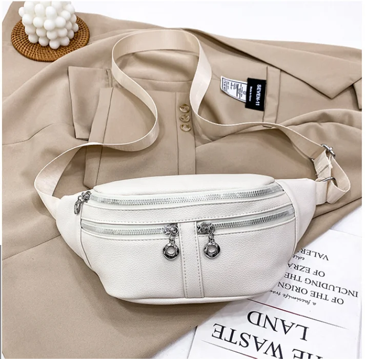 

2022 New Casual Women PU Fanny Packs Women Fashion Waist Packs Chest Bags