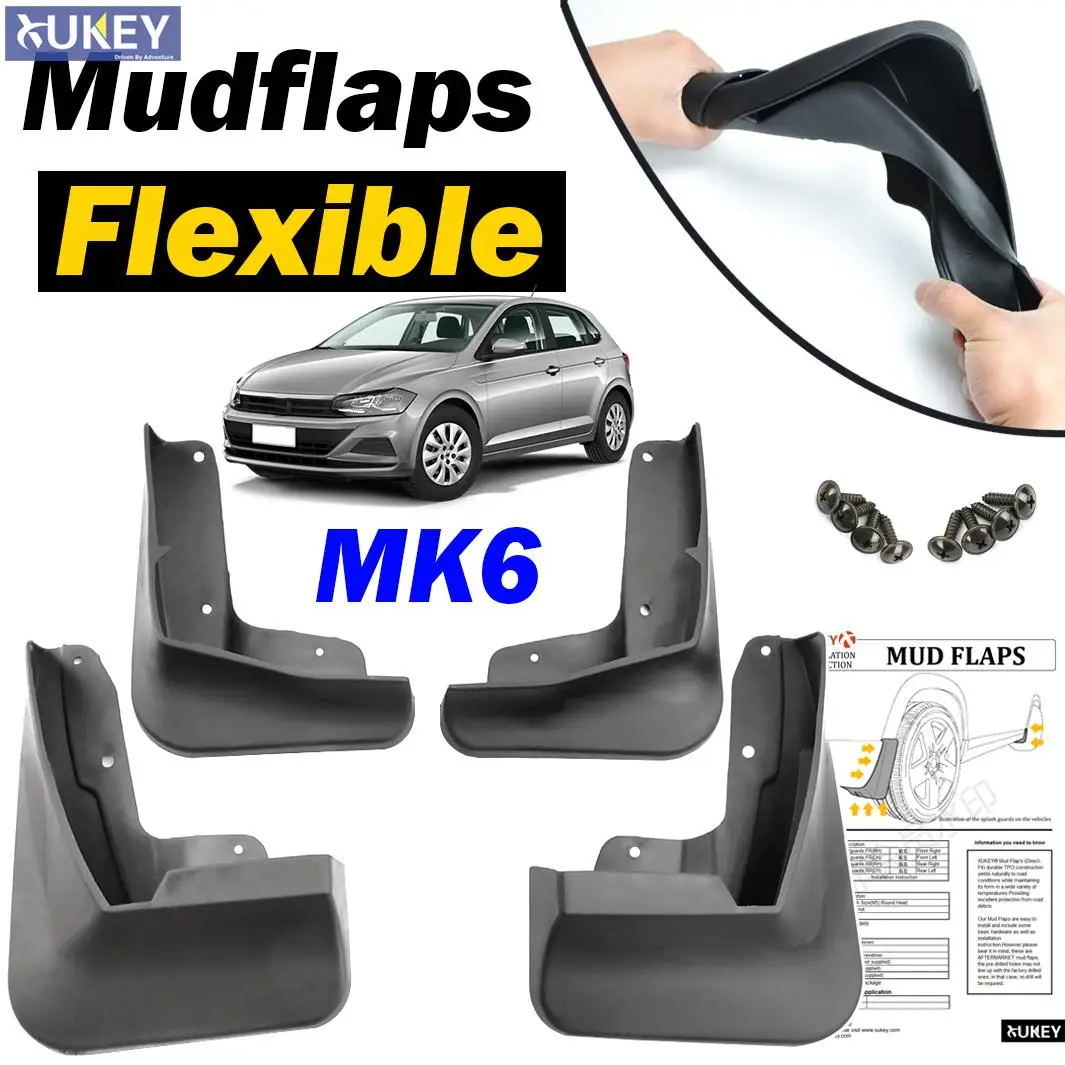 

4x для VW Polo 6 MK6 AW 5dr Hatch Hatchback 2019-2023 Передние и задние брызговики Брызговики Крышка крыла 2020 2021 2022