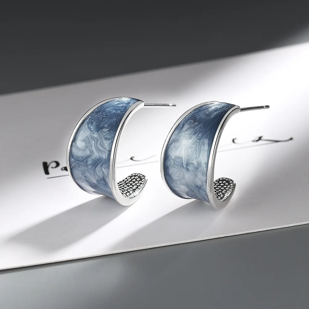 Wholesale Vintage Blue Earrings Temperament Hopp Earrings  Women