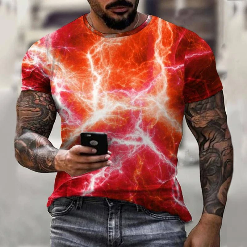 

Vintage T-shirts For Men 3d Volcano Printed Short Sleeve Tops Oversized Tees Hip Hop O-neck Men's T Shirt Man Clothing Camiseta