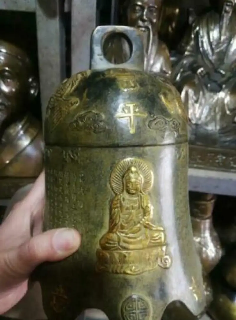 Тибетская бронзовая буддистская храм летающая Статуя Дракона колокольчик