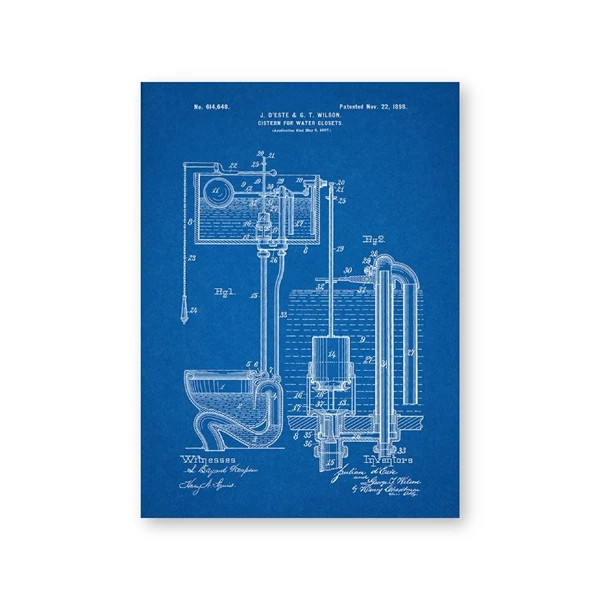 

Винтажный плакат с чертежом цистерны для туалета