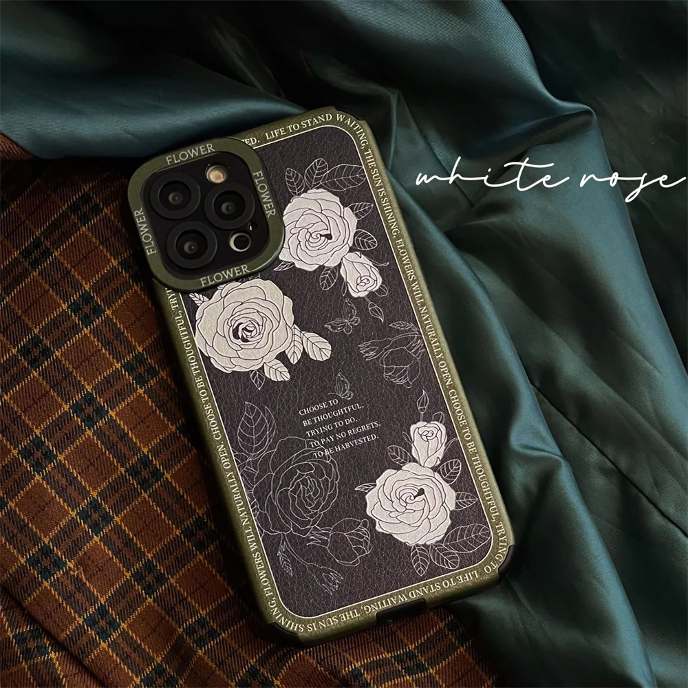 

Ins French Vintage Flower Case for iPhone 14 Apple 12pro11/13/XsMax/XR Personalized Fashion Leather Case