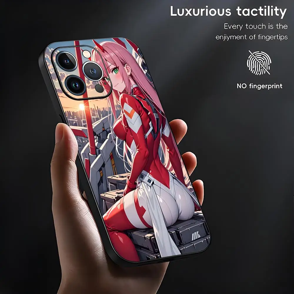 Фото Стильный и милый чехол Zero Two для iPhone 17 Air, 16, 15, 14, 13, 12, 11 Plus, Mini, Pro, Max, черный, противоударный №5