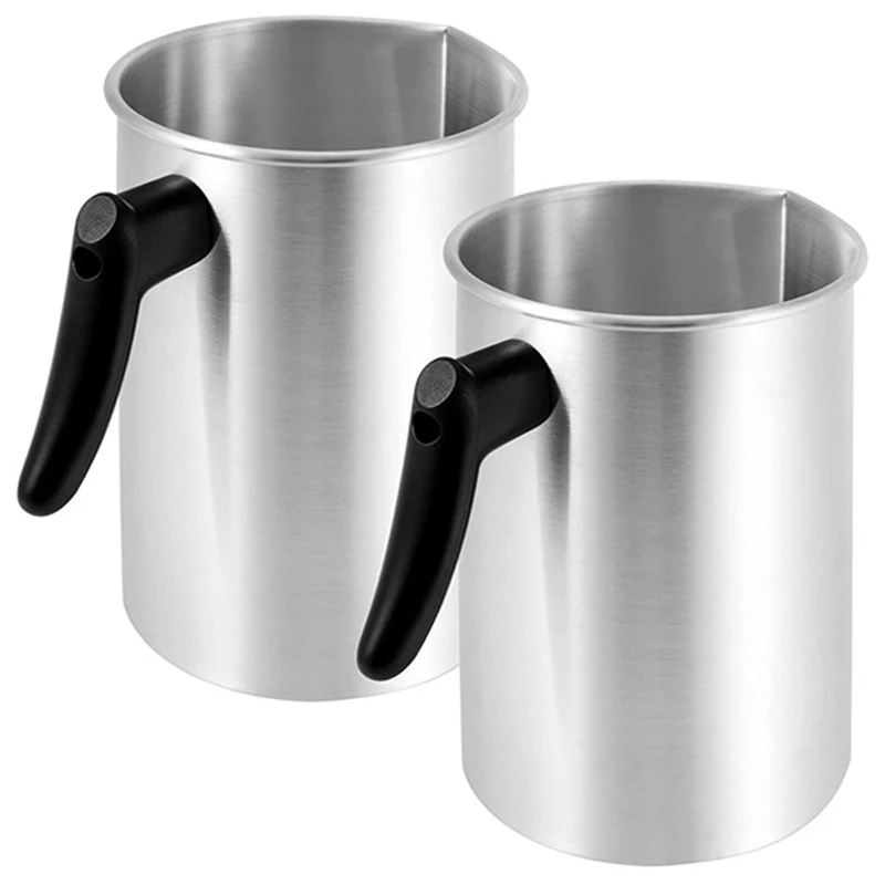 

2-Pack Aluminum Candle Making Depositing Pots 4 Lb Wax Melting Pot + No-Drip Spout And Heat Resistant Handle