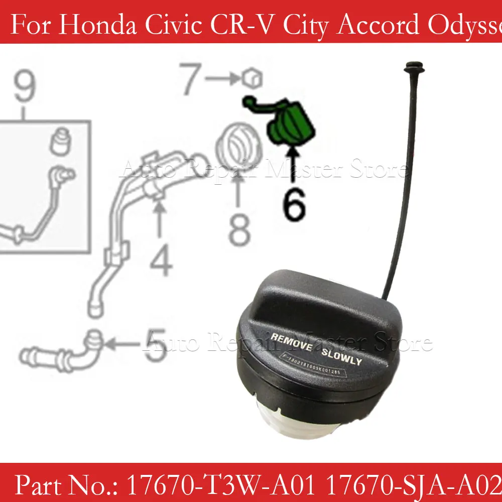 

Внутренняя крышка топливного бака, крышка заливной горловины для Honda Civic Crv Accord Odyssey Pilot Fit 2007-2011 17670-T3W-A01, автомобильные аксессуары 17670-T