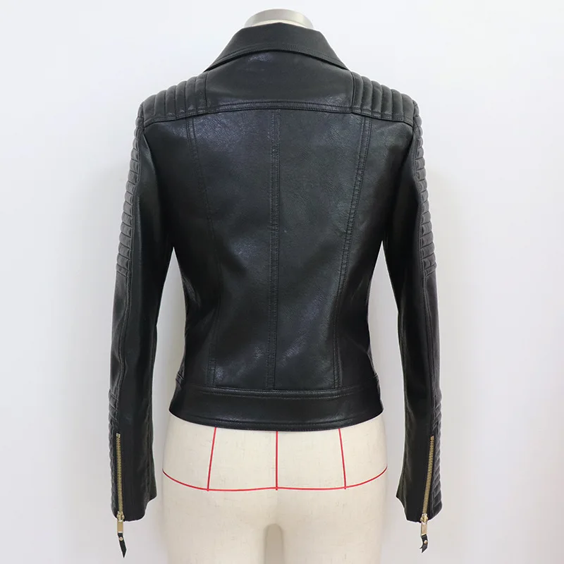 Fashion Female Autumn And Winte Slim Biker Short Coats Women's Synthetic Leather Motorcycle Jacket