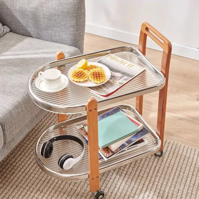 

Trolley Desk Side Storage Rack Removable Simple Glass Dining Car Bedside Table 2022 New mobile muebles para el hogar Furnitures