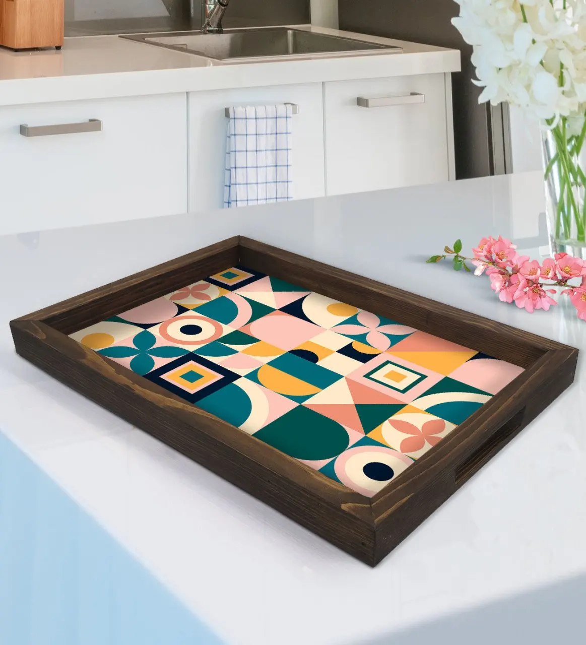 

BK Gift Modern Art Design Natural Wood Tepsi-14