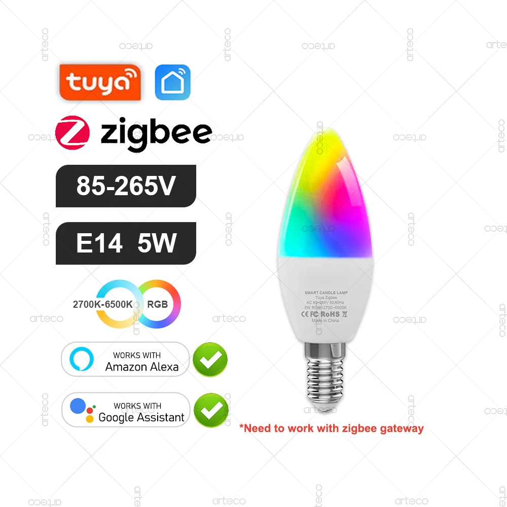

Умная светодиодная лампа arteco WiFi Bluetooth E27 RGB