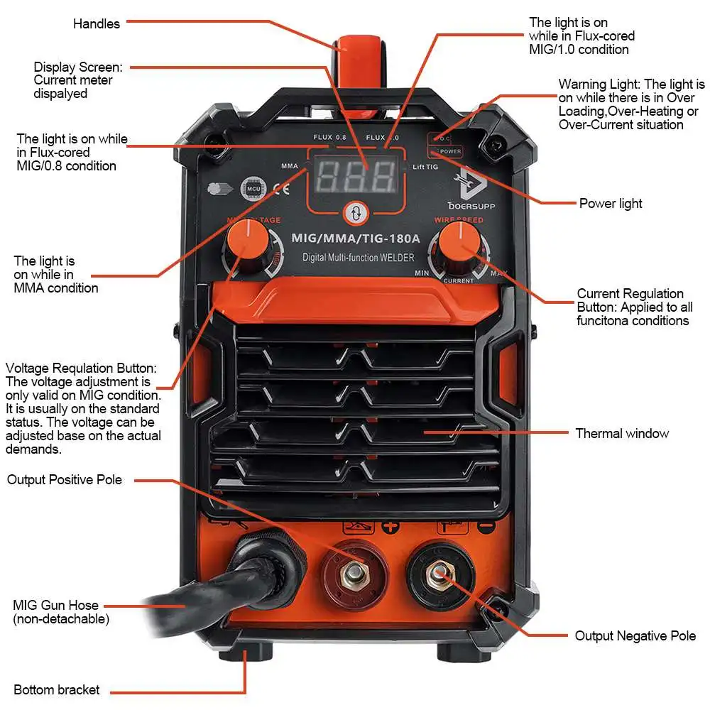 3 in 1 Smart Welding Machine 220V MMA Welder TIG 0.8/1.0 Flux Core Protable Electric MIG ARC 