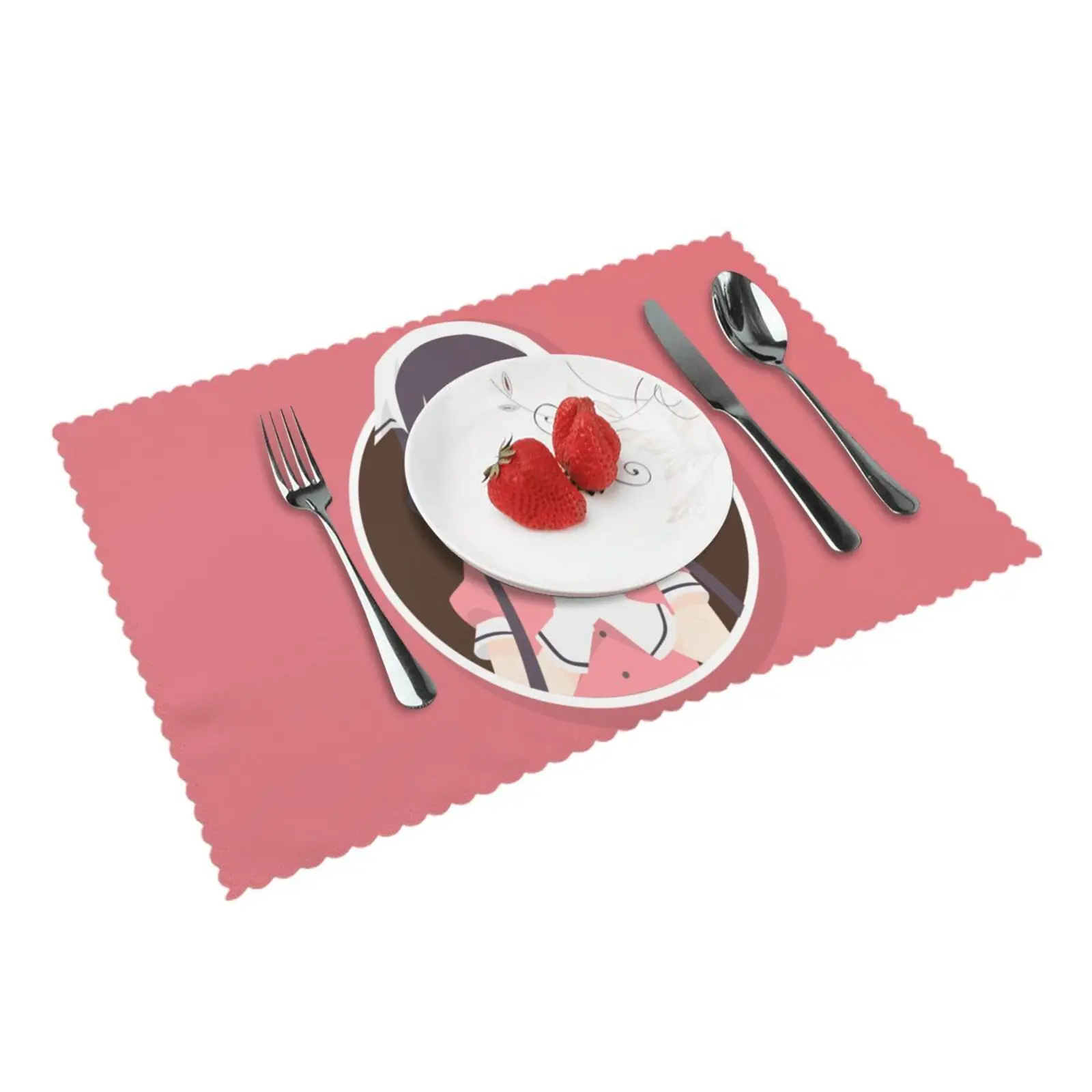 

Anime Placemat for Dining Table Polyester Pink Single Side Printed 12x18 Inch Strong Heat Resistance Set of 4 Placemats