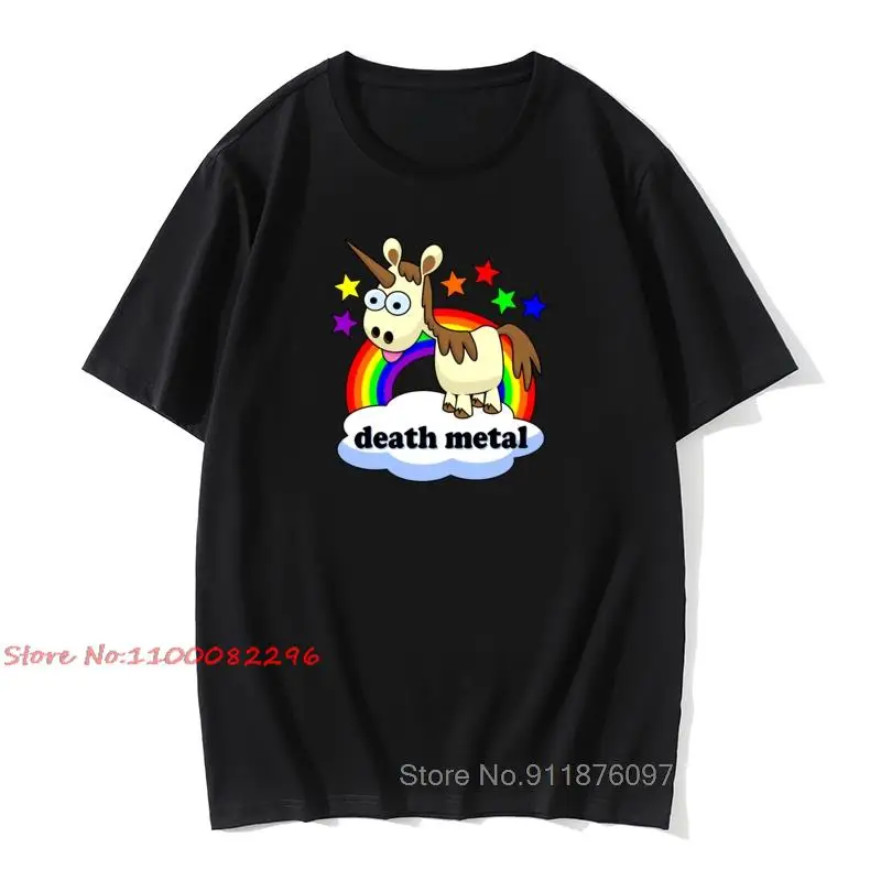 2021 Interesting Death Black T-shirts Metal Unicorn Cartoon Print Mans Custom Tshirt Lovely Gift Tops Tees For Party