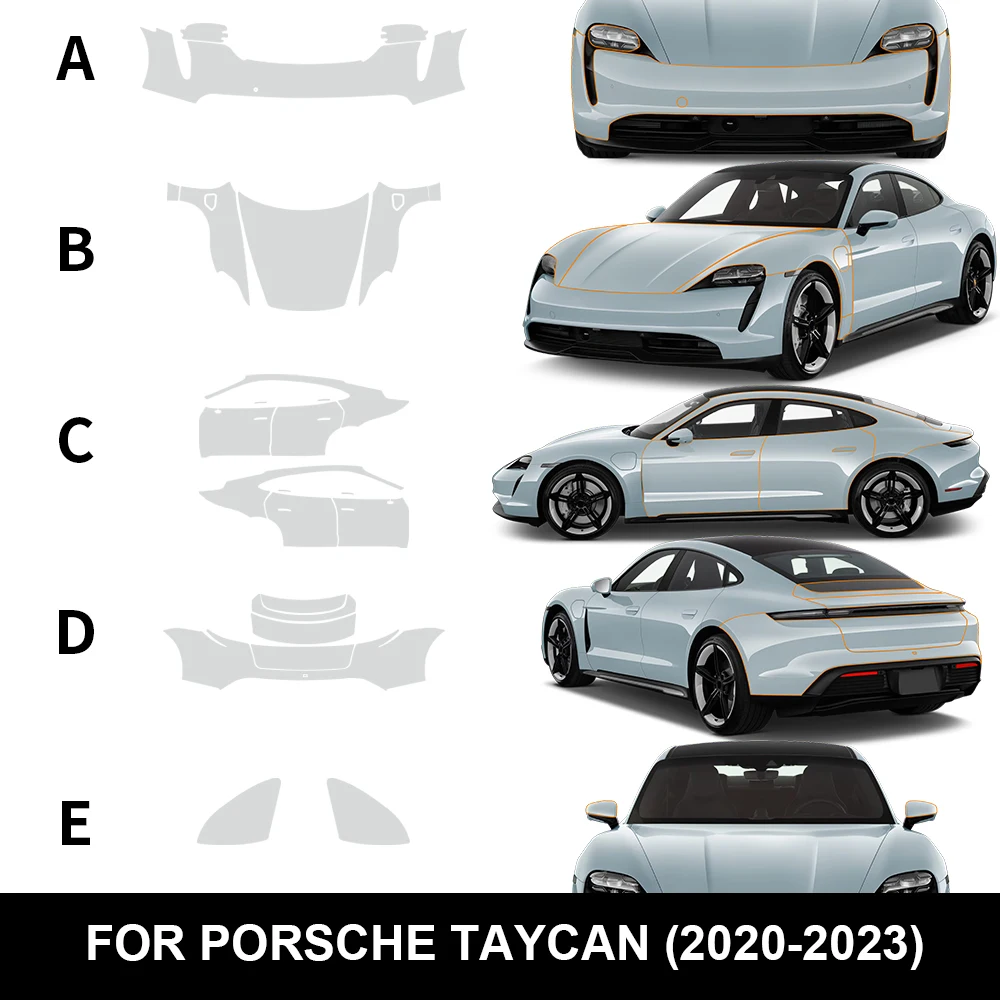PPF для Porsche Taycan 2020 2021 2022 2023 мил предварительно отрезанная прозрачная защитная