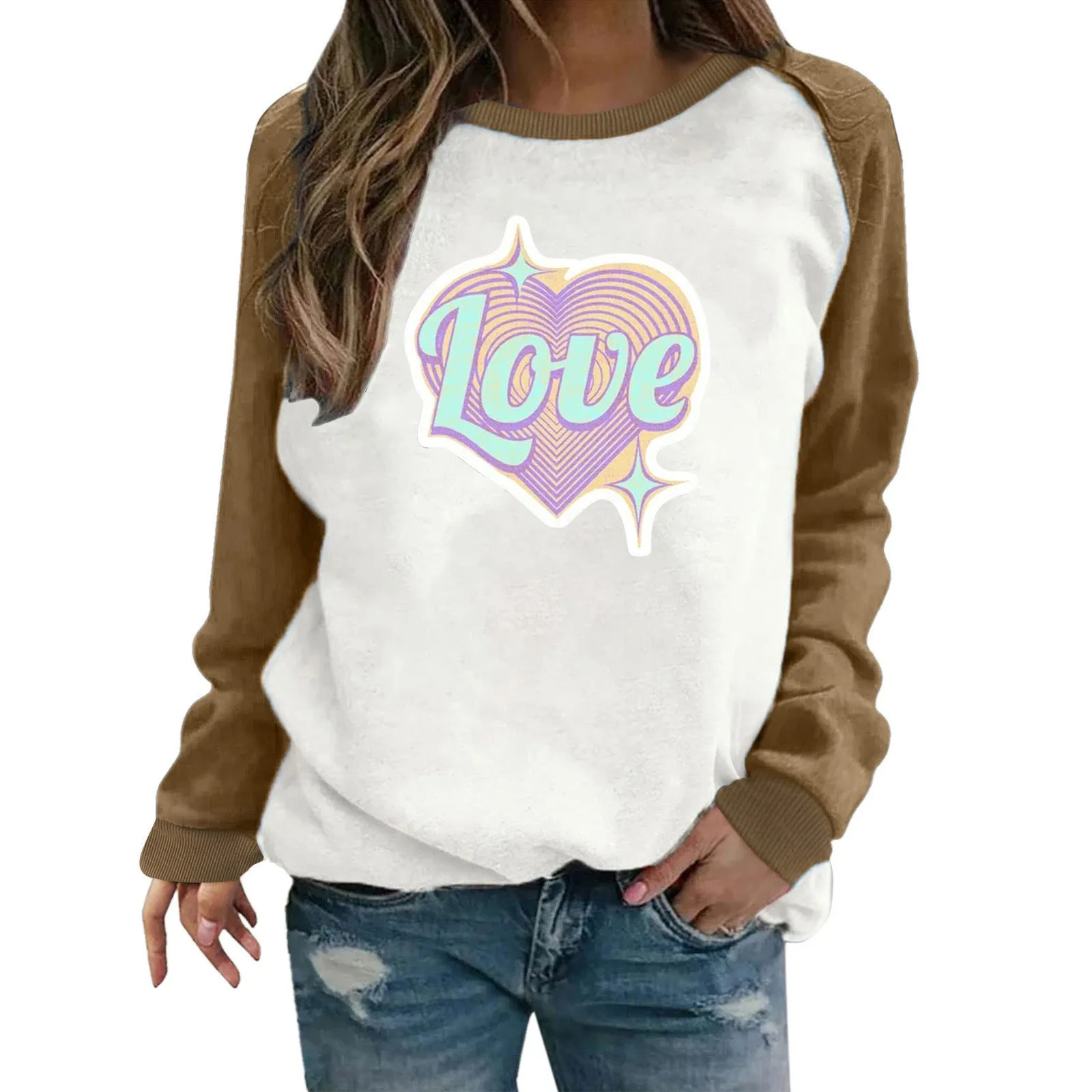 

Valentines Day Long Sleeve Tunic Tops For Leggings Casual Sweatshirts Loose Womens Clothes Oversized Sweatshirt For Women