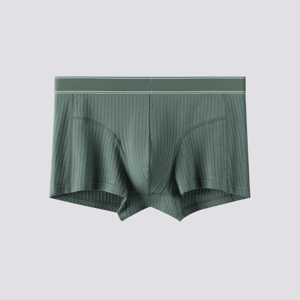 

Mens Seamless Breathable Underwear Boxer Briefs U-Pouch Cotton Soft Elastic Trunks Shorts Underpants Vertical Pattern Men Boxers