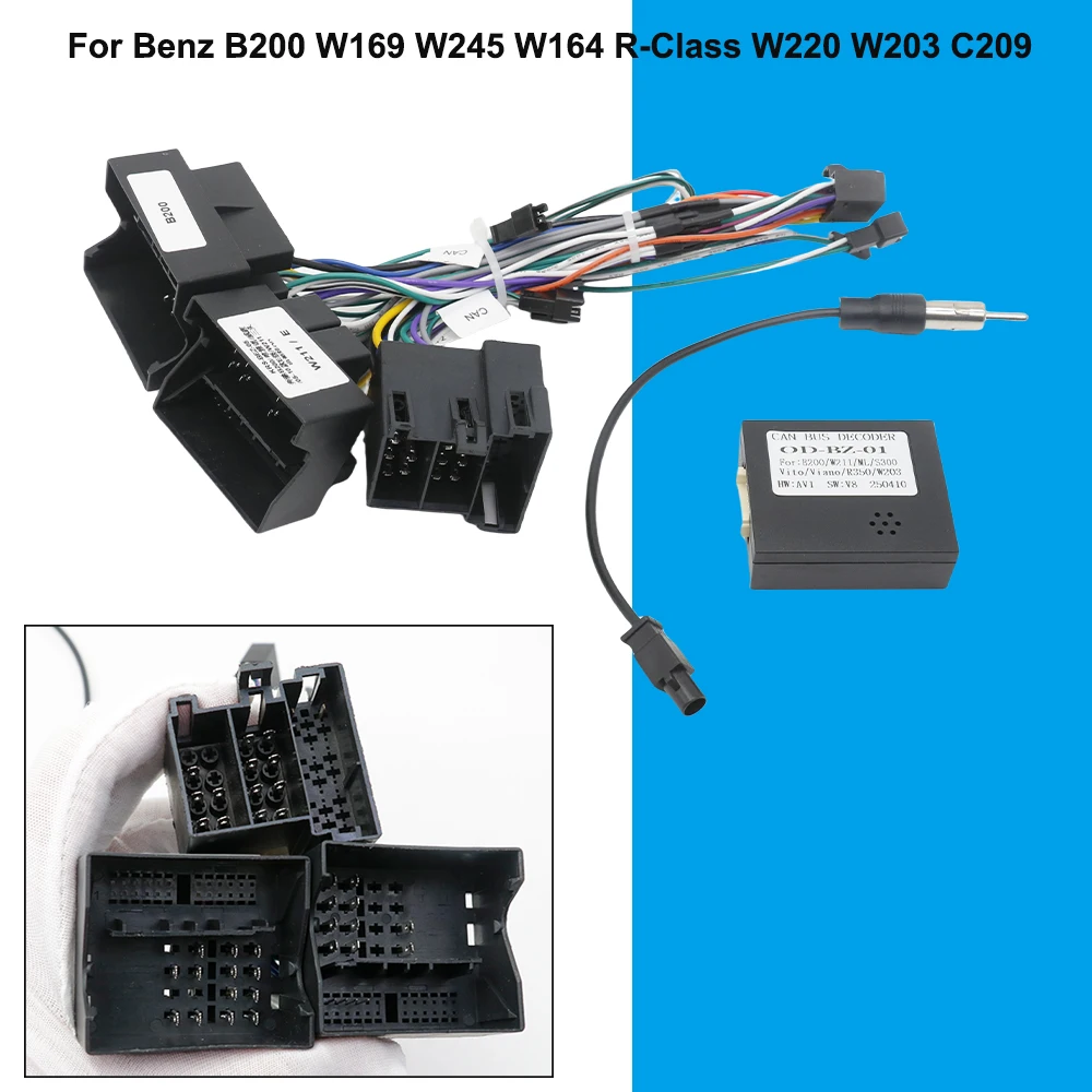 

Коробка адаптера CANbus декодера для Benz B200 W169 W245 W164 R-Class W220 W203 C209 Vito SLK с 16-контактным жгутом проводов питания