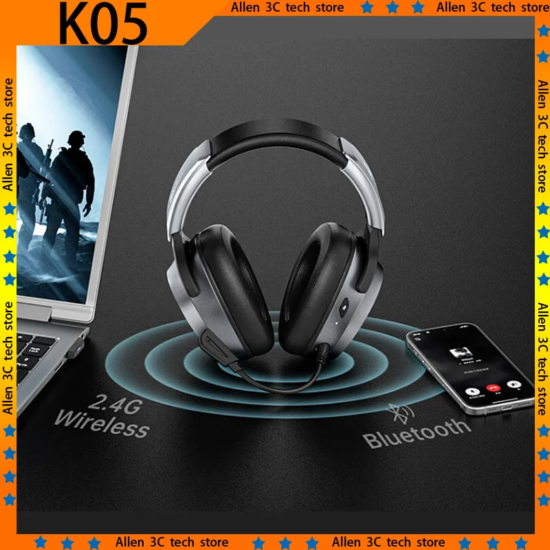 Xiberia K05S Беспроводная игровая гарнитура Bluetooth-наушники 4-режимные 2 4G легкие