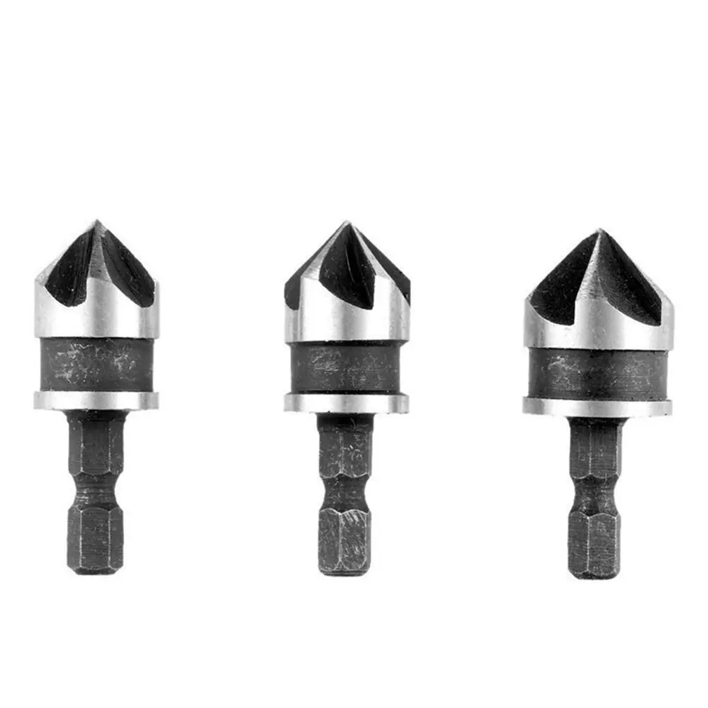 

3Pcs 1/4" Hex 12mm 16mm 19mm Countersink Power Drill Bit Bore Set For Wood Metal Screw Power Reaming Tool