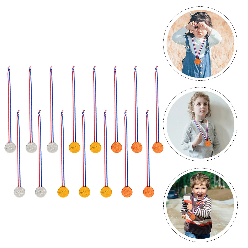 

15 Pcs Kids Sports Toys Plastic Medal Gold Winner Medals Competition The 27.5x3.6cm Child