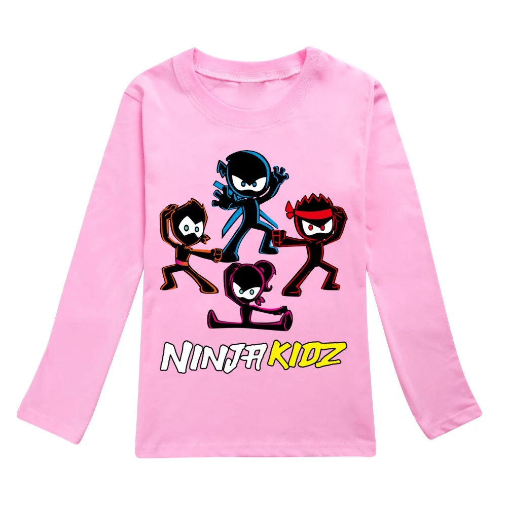 Фото Одежда для мальчиков NINJA KIDZ, летняя детская модная футболка с длинными рукавами, футболка с рисунком для мальчиков, топы для маленьких девочек, детский пуловер №5