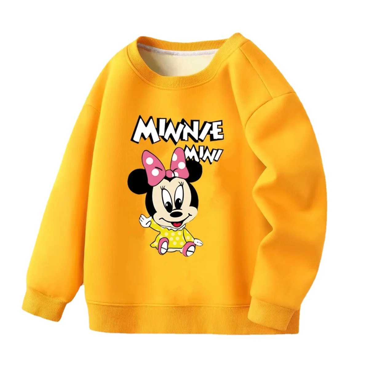 

Милый детский пуловер с бантом Минни для девочек, толстовка с капюшоном, зимний утепленный детский топ из хлопка с длинным рукавом