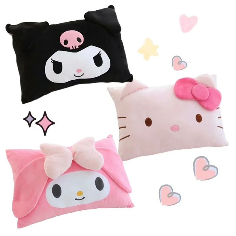 

40Cm*60Cm Cute Cartoon Plush Pillow Cover Kuromi My Melody Kt Cat Kawaii Soft Anime Plushie Detachable Pillowcase Bedroom Dector