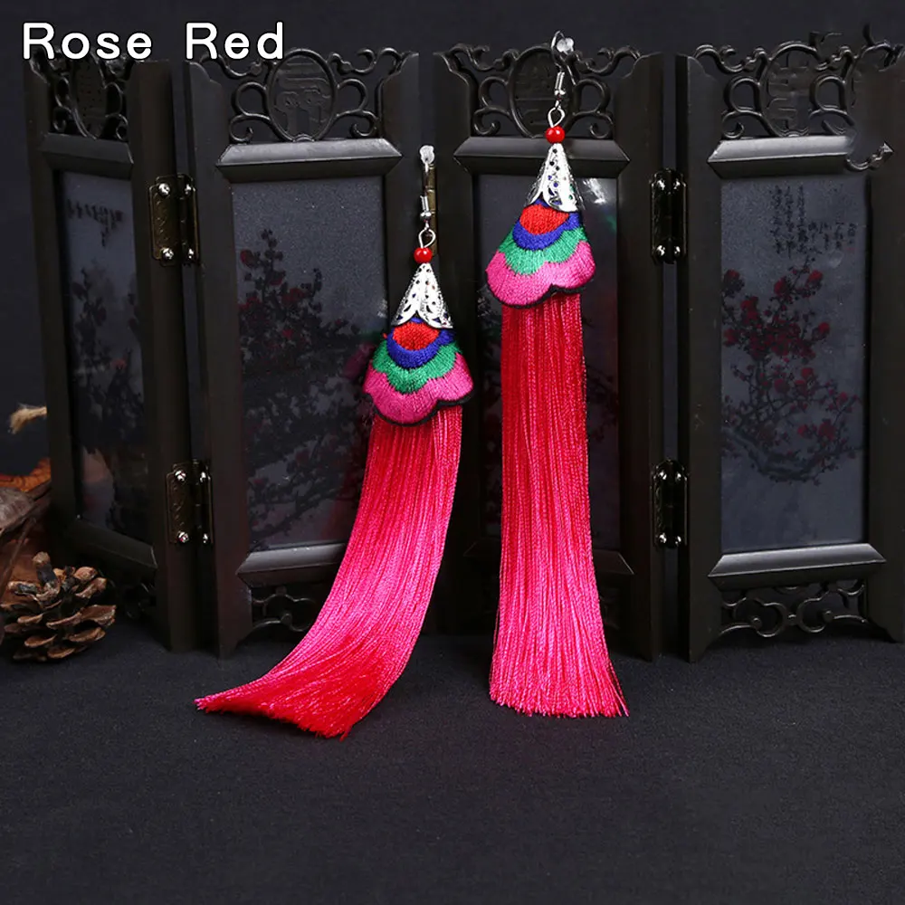 Этнические серьги с кисточками женские подарочные длинные серьги-капли