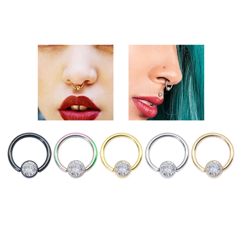 

1PC G23 Titanium Hoop Earrings Captive Bead Ring Nose Segment Clicker Ring Ear Tragus Rook Daith Piercing Fashion Body Jewelry