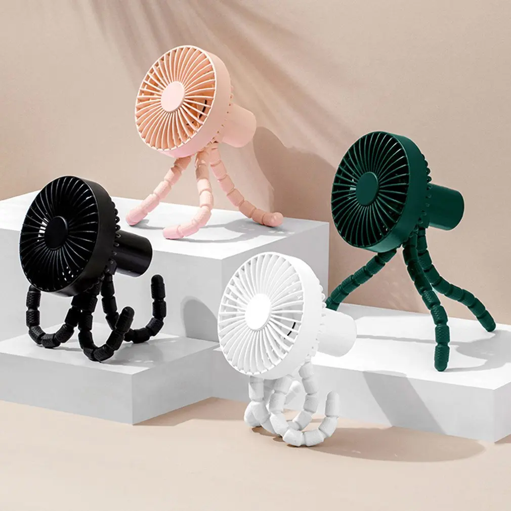 

USB With Lamp Octopus Deformation Bracket Fan Silent Handheld Durable Fan Portable Bladeless Neck-mounted