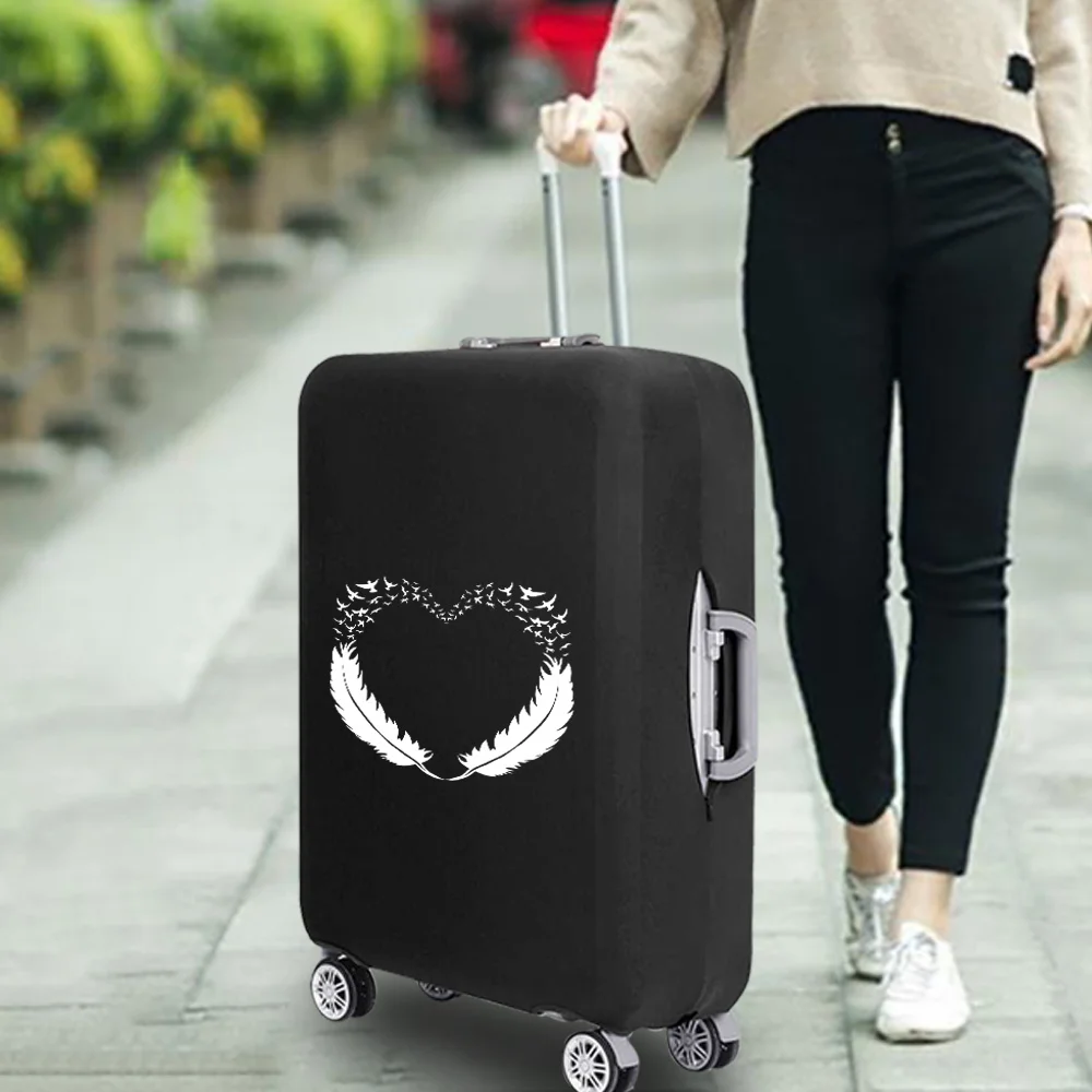 Feather Print Luggage Suitcase Elastic Protective Cover for 18''-32'' Inches Trolley Case Travel Accessories Trolley Dust Cover