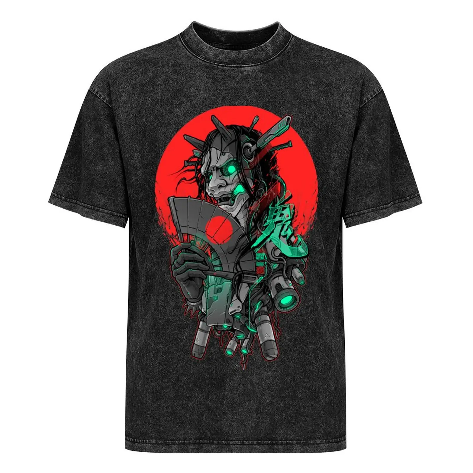 Hannya Mecha-Киберпанк Ужасы-Темное издание футболка винтажная рубашка с аниме