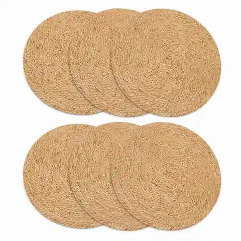 Набор круглых плетеных салфеток из 6 натуральных джутов ручной работы, термостойкие толстые коврики 11,8 дюйма