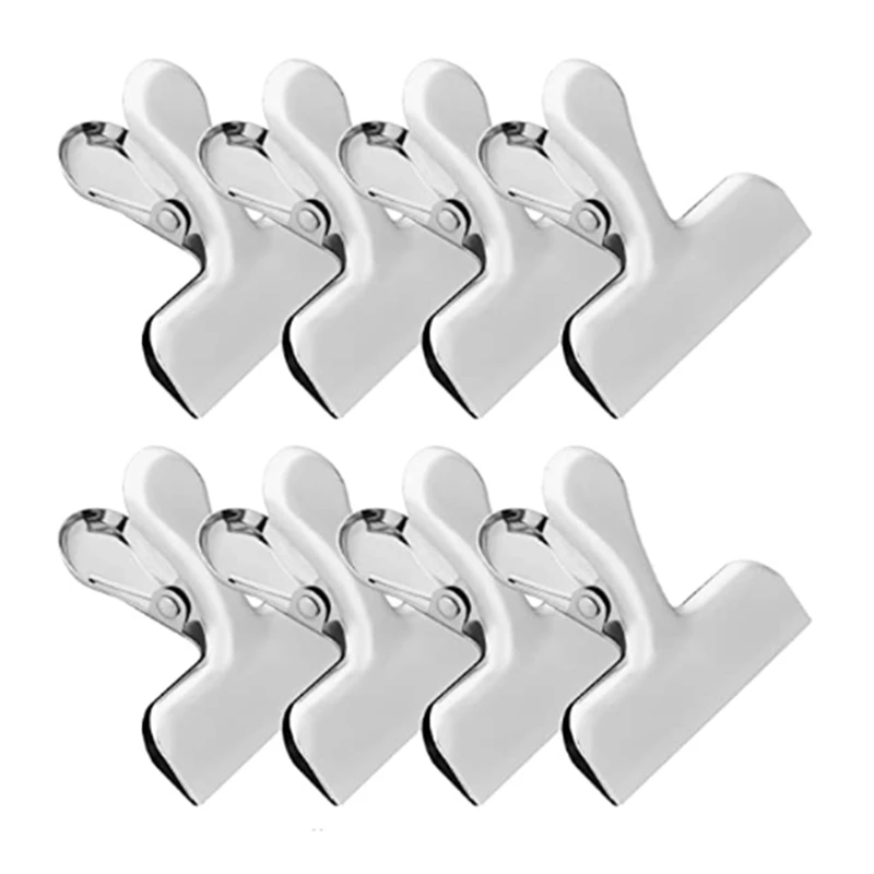 

8Piece Silver Chip Clips Large Clips 3 Inch Wide Bag Clips For Food Packages For Snack