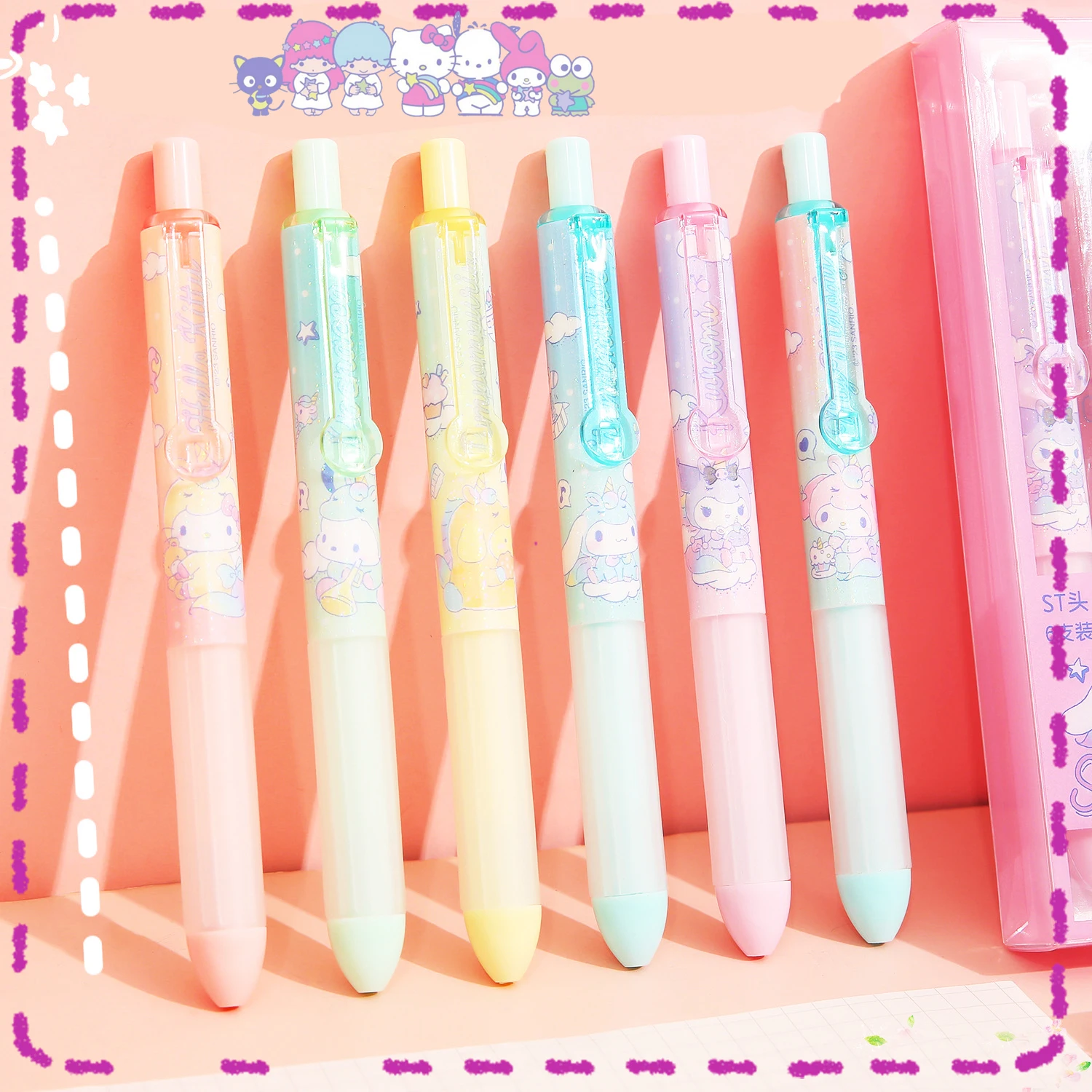 

Sanrioed Gel Pens Kawaii Stationery Students Office Smooth Cartoon Pochacco Cinnamoroll Hello Kitty Cute Kids Girls Gift Lovely