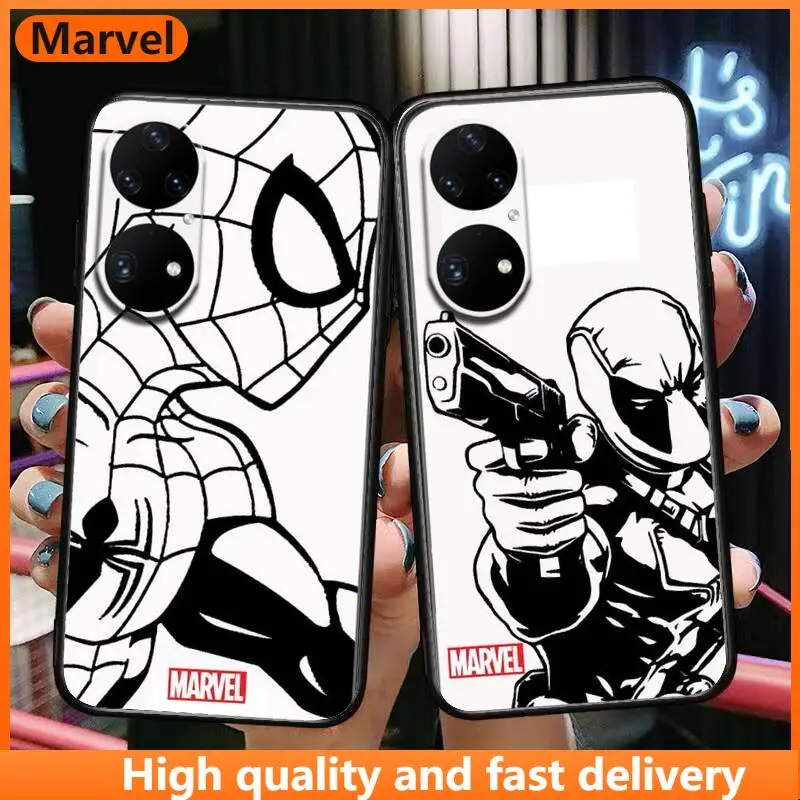 

deadpool spiderman Phone Case For Huawei p50 P40 p30 P20 10 9 8 Lite E Pro Plus Black Etui Coque Painting Hoesjes comic fas