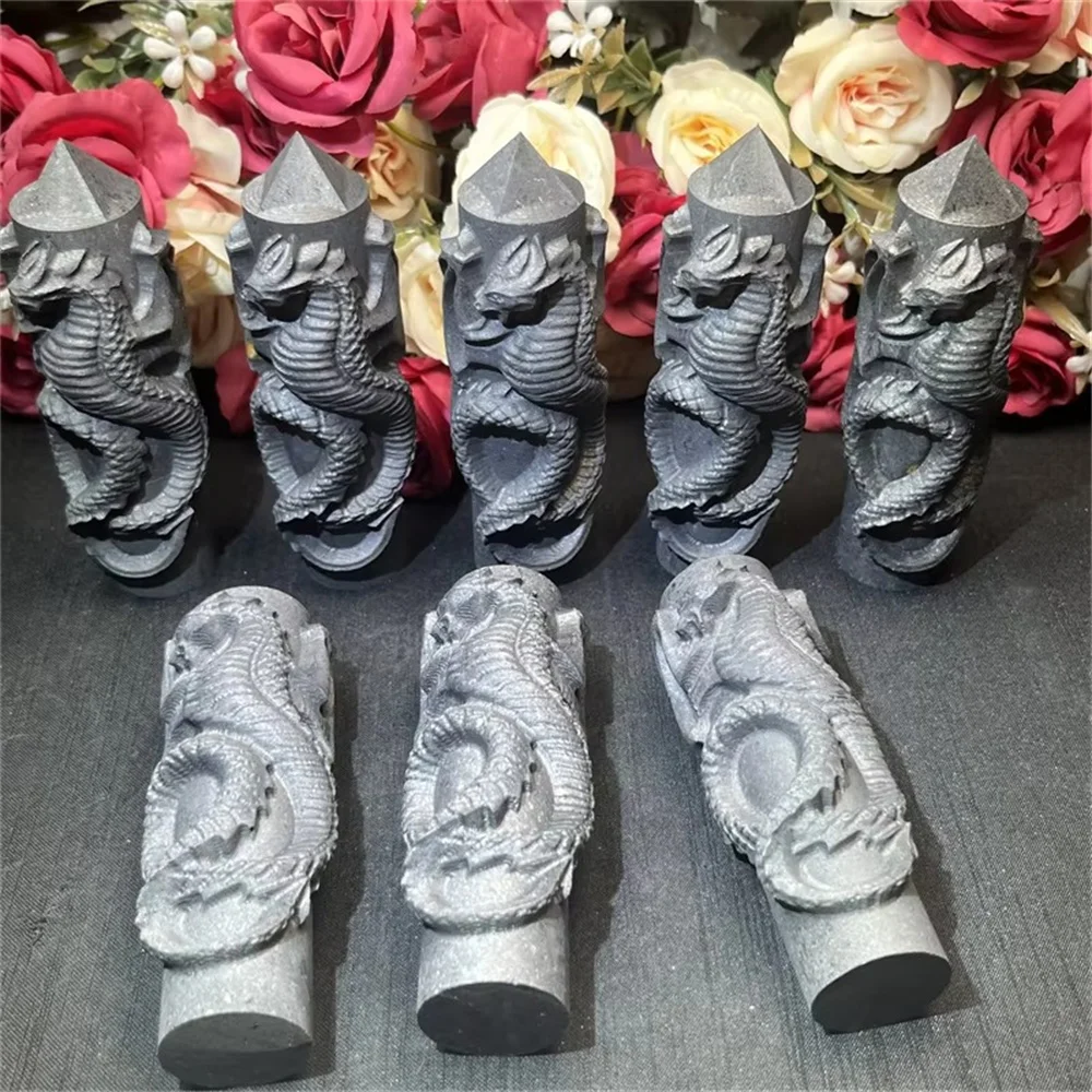 Shungite Tower Fengshui Reiki лечебный Кристал кварц летающий дракон Points для коллекции