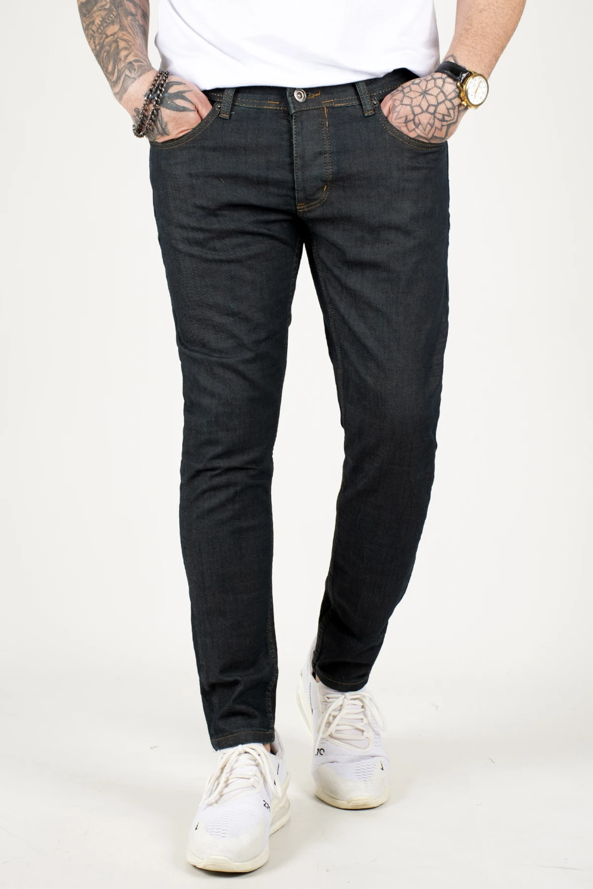 DeepSEA men's five pocket lycra buttoned jeans 2104611