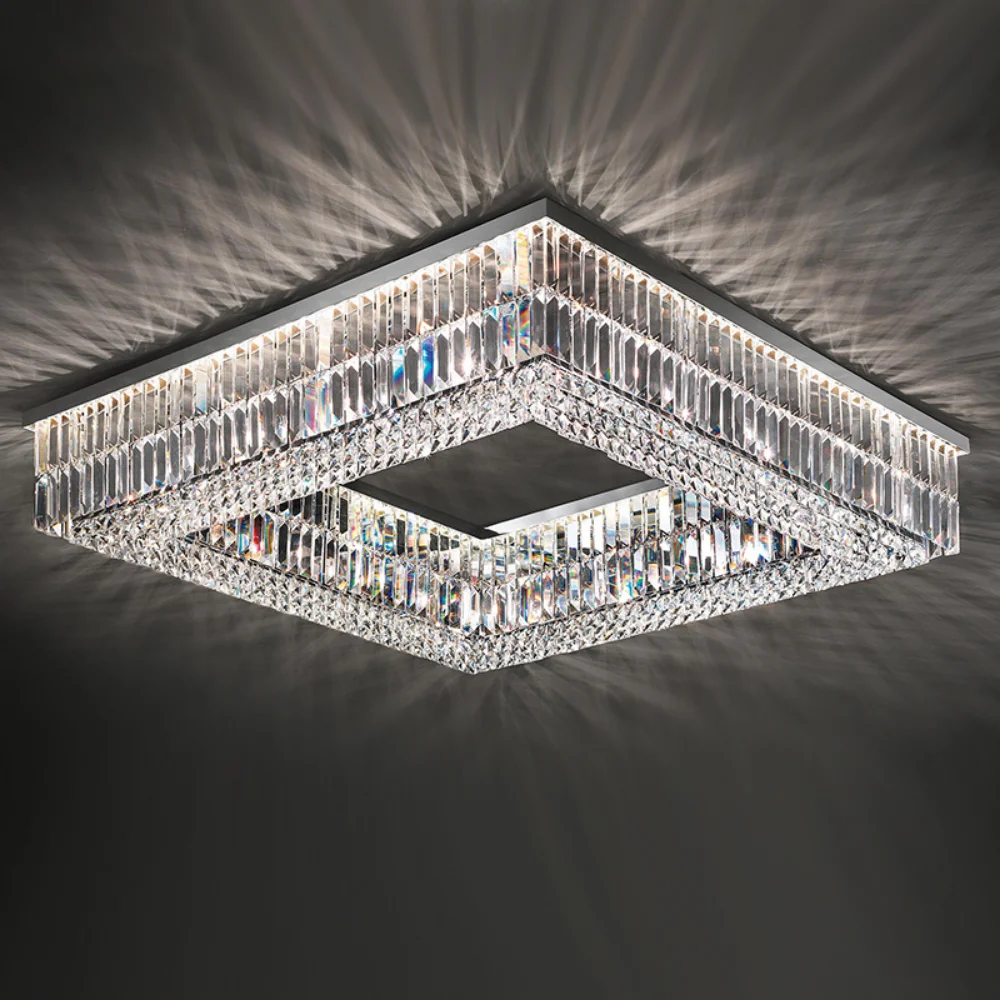 

LED pendant lamp Modern Crystal Ceiling Living Room Decor Round Square Rectangle Chrome Hanging Fixtures Bedroom light