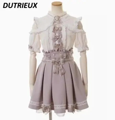 Новая весенняя рубашка с длинным рукавом в стиле Лолиты и бантом японская