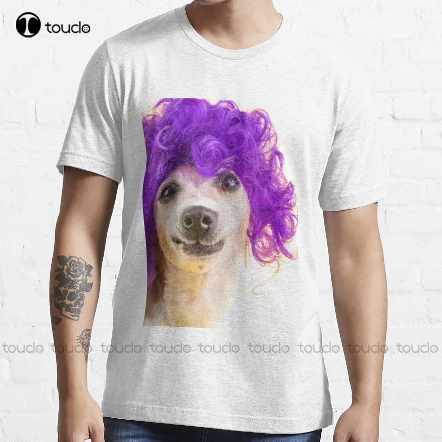 

Dog With Wig T-Shirt Men White Tshirt High Quality Cute Elegant Lovely Kawaii Cartoon Sweet Harajuku Cotton T-Shirt Xs-5Xl Retro