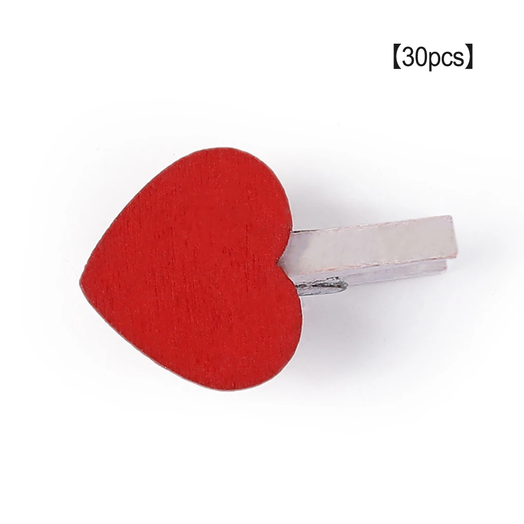 

30Pcs Heart Wooden Peg Cartoon Cute Clips Clothespins Paper Household